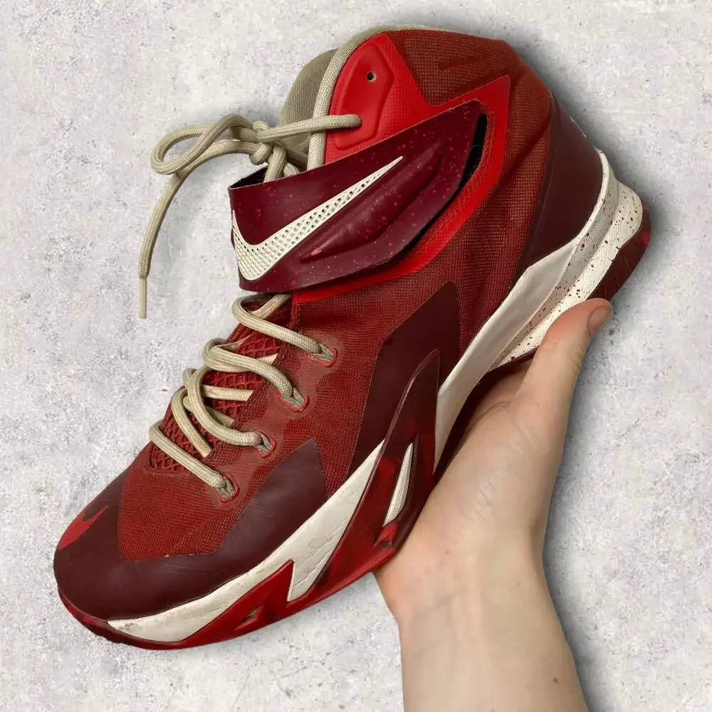 Vintage Y2K Lebron 8 Soldier Basketball Shoes Mens 11.5 Red White Swoosh